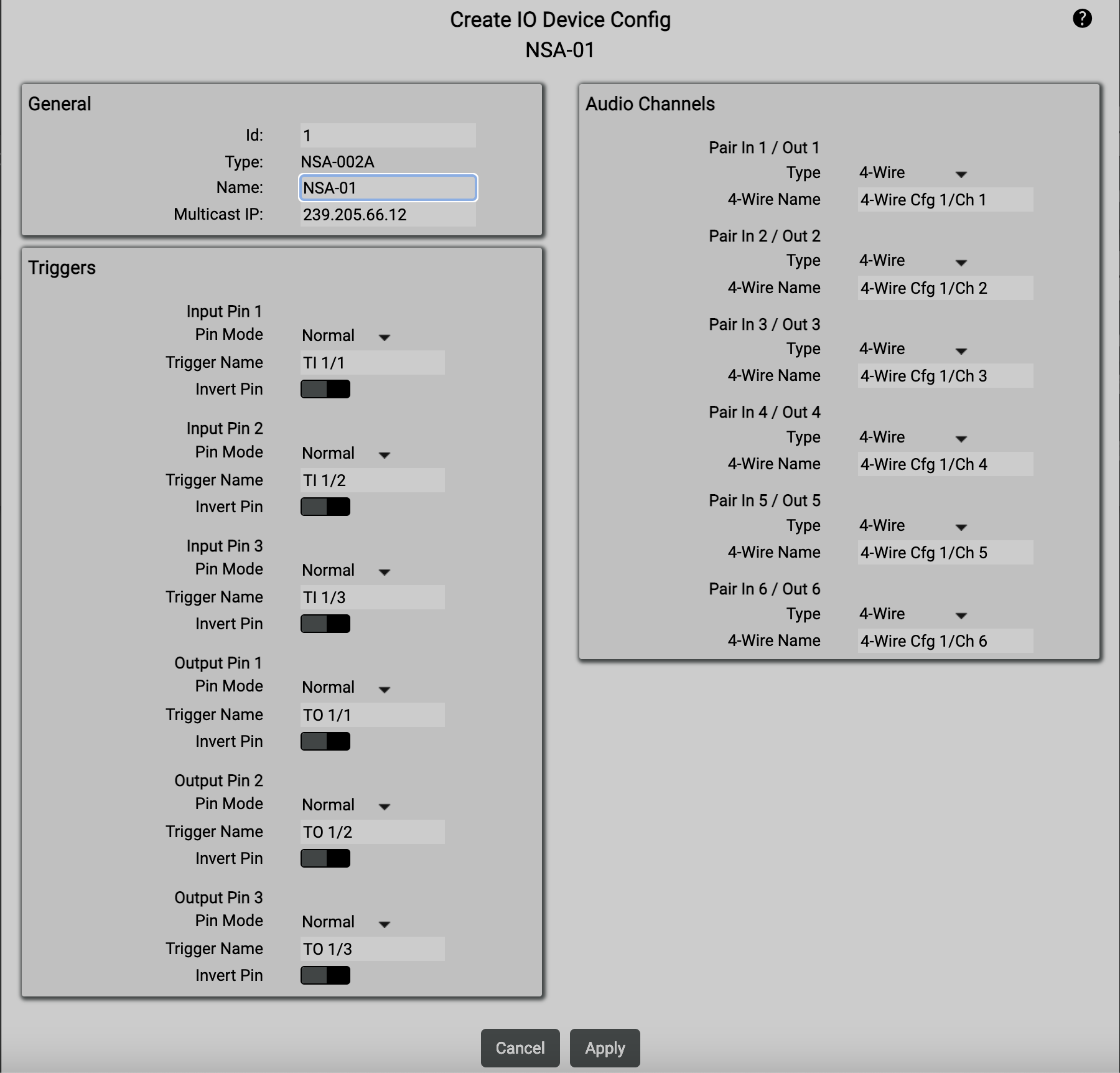 Create 10 Device Config NSA-Ol General Id: Type: N...