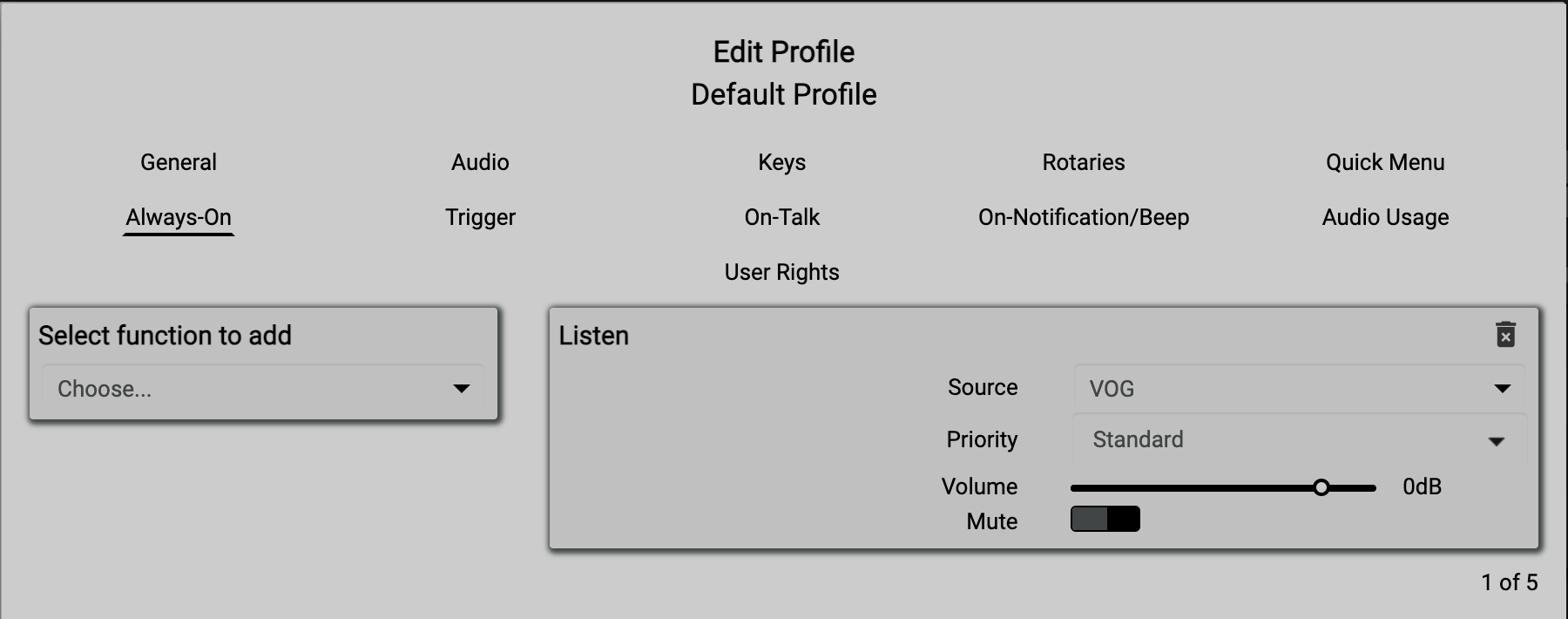 General Always-On Select function to add Choose......