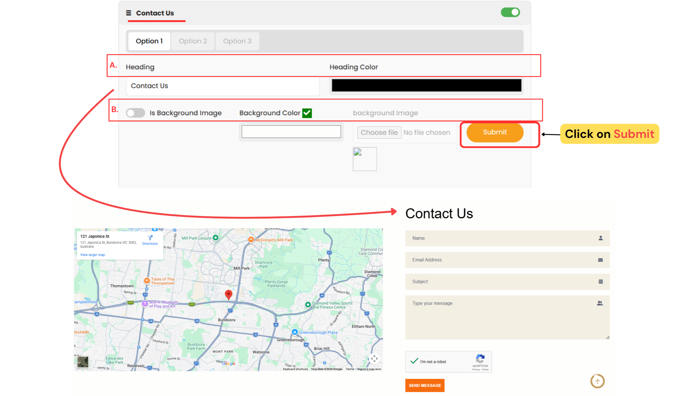 Contact Us Setting