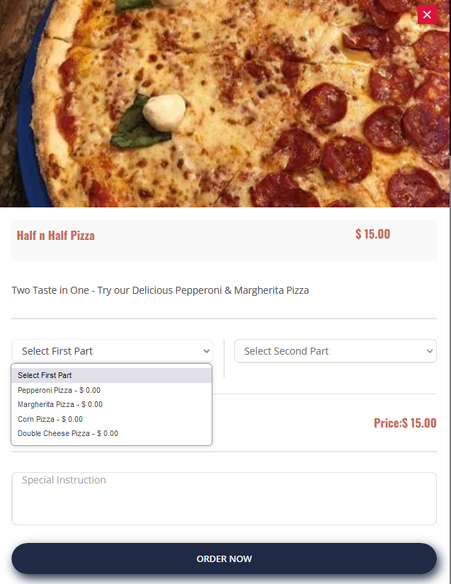 Half n Half Pizza - Frontend