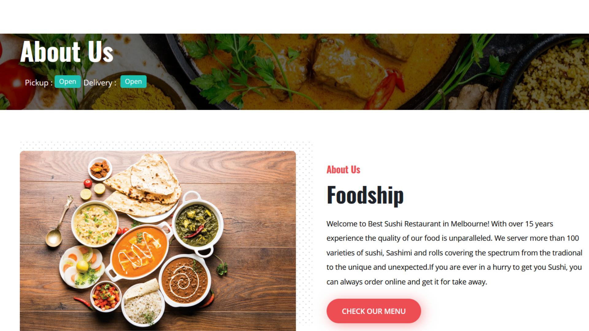 About Us page in frontend