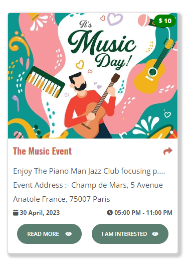 Paid Booking - Event in Forntend