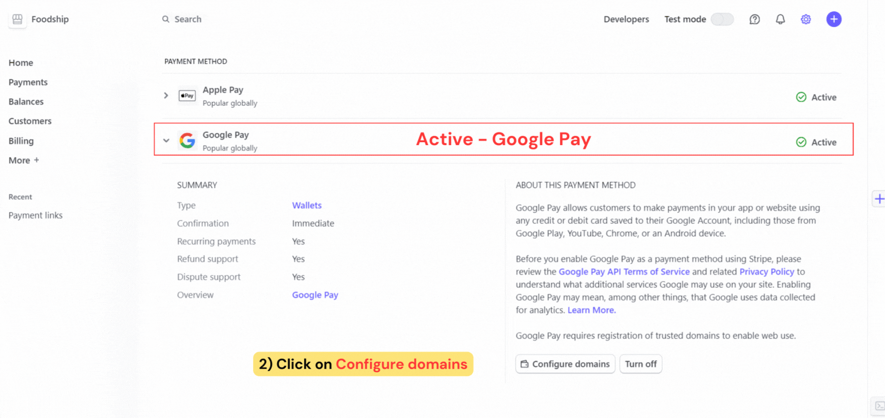 Google Pay- Configure Domain