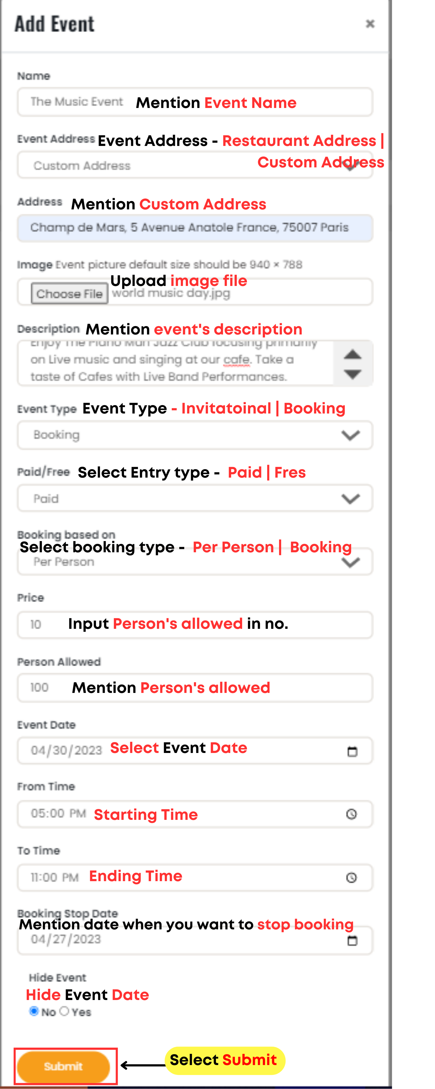 Event- admin panel