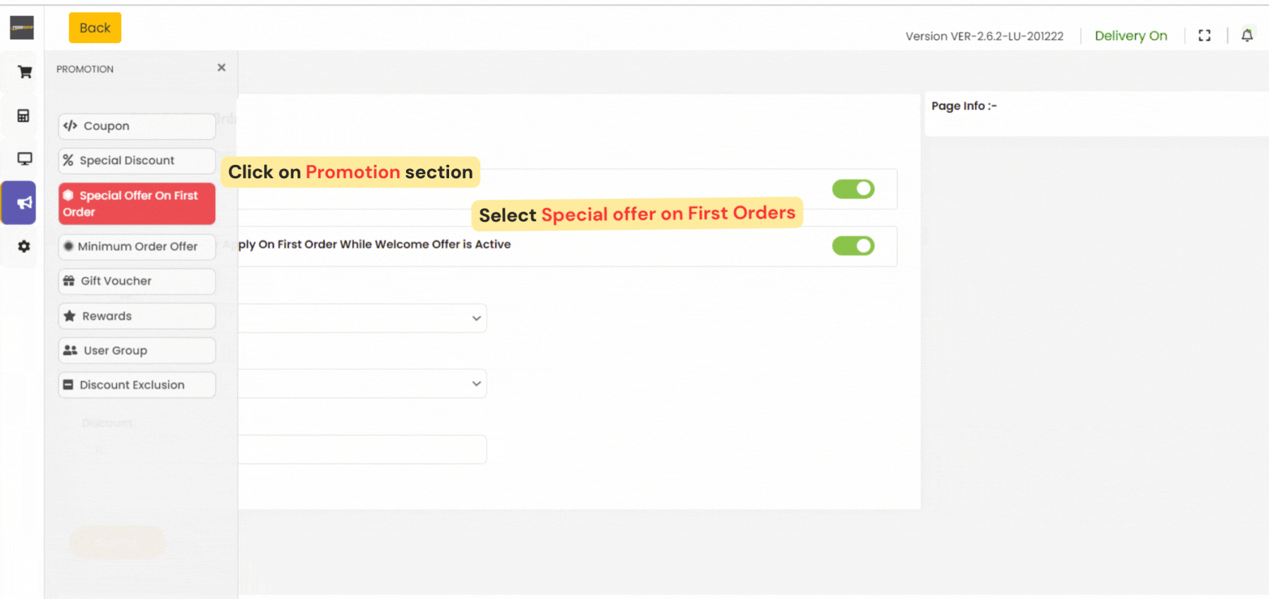 Adding Special Discount on First Order