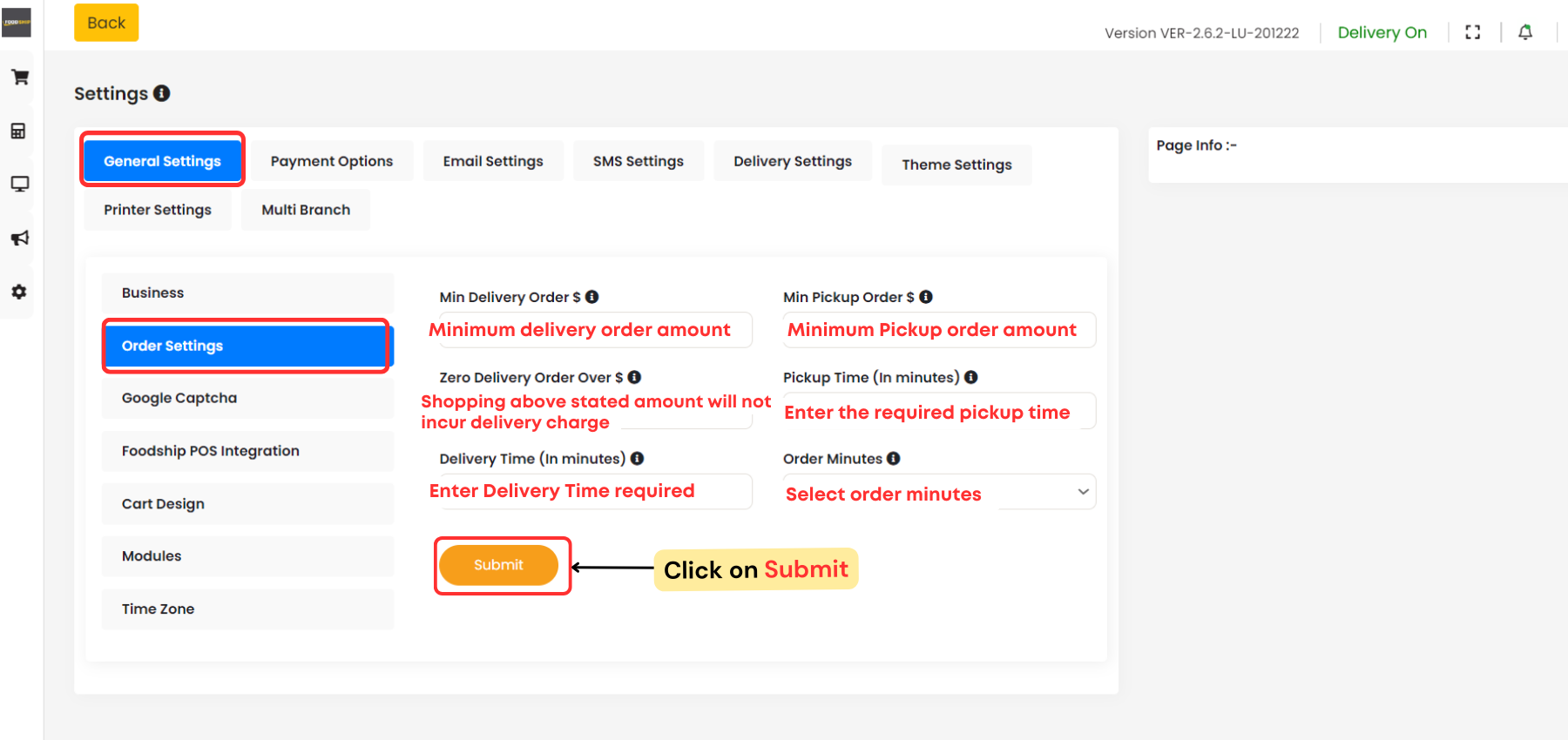 Order Settings