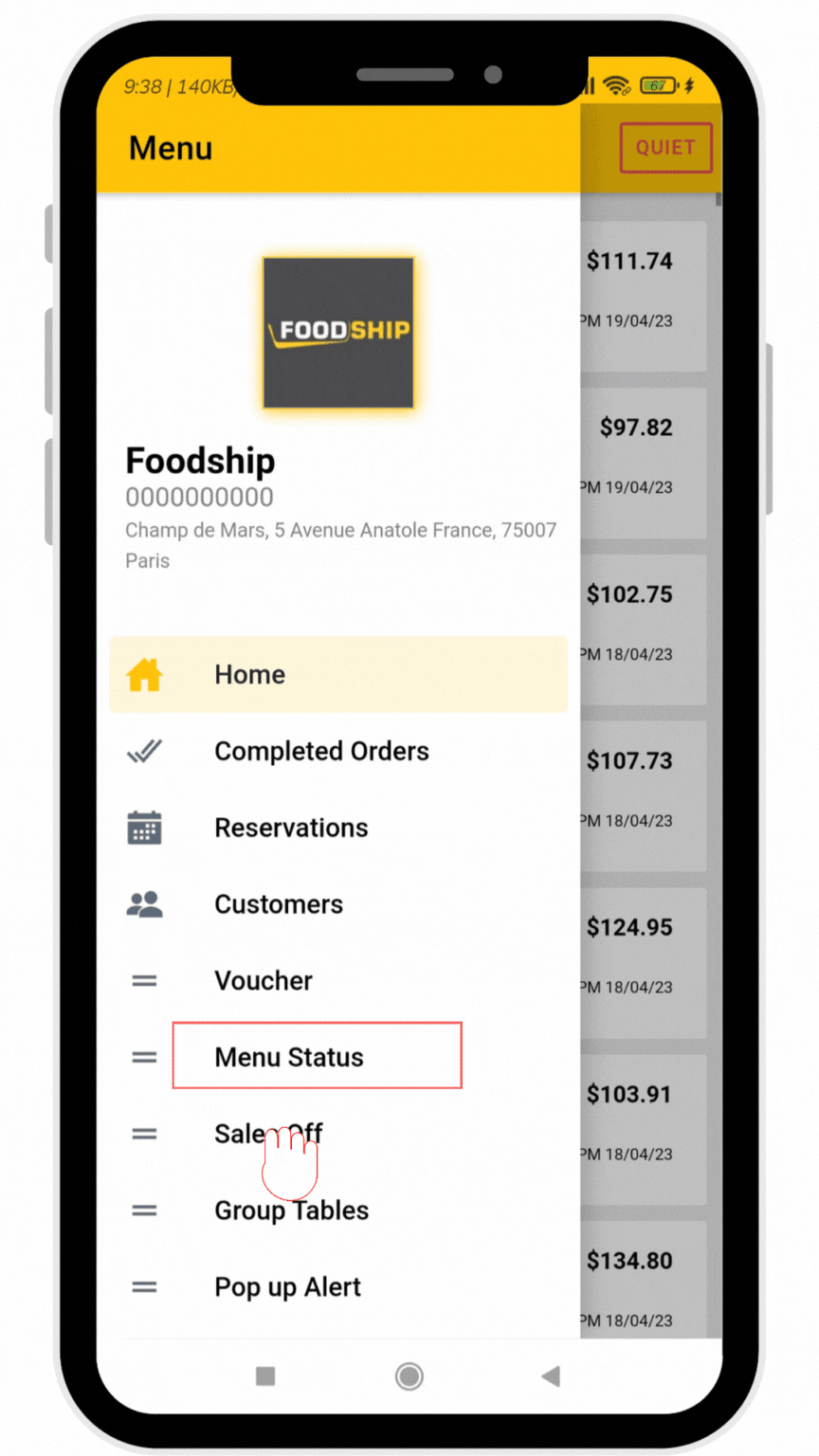 Menu Status