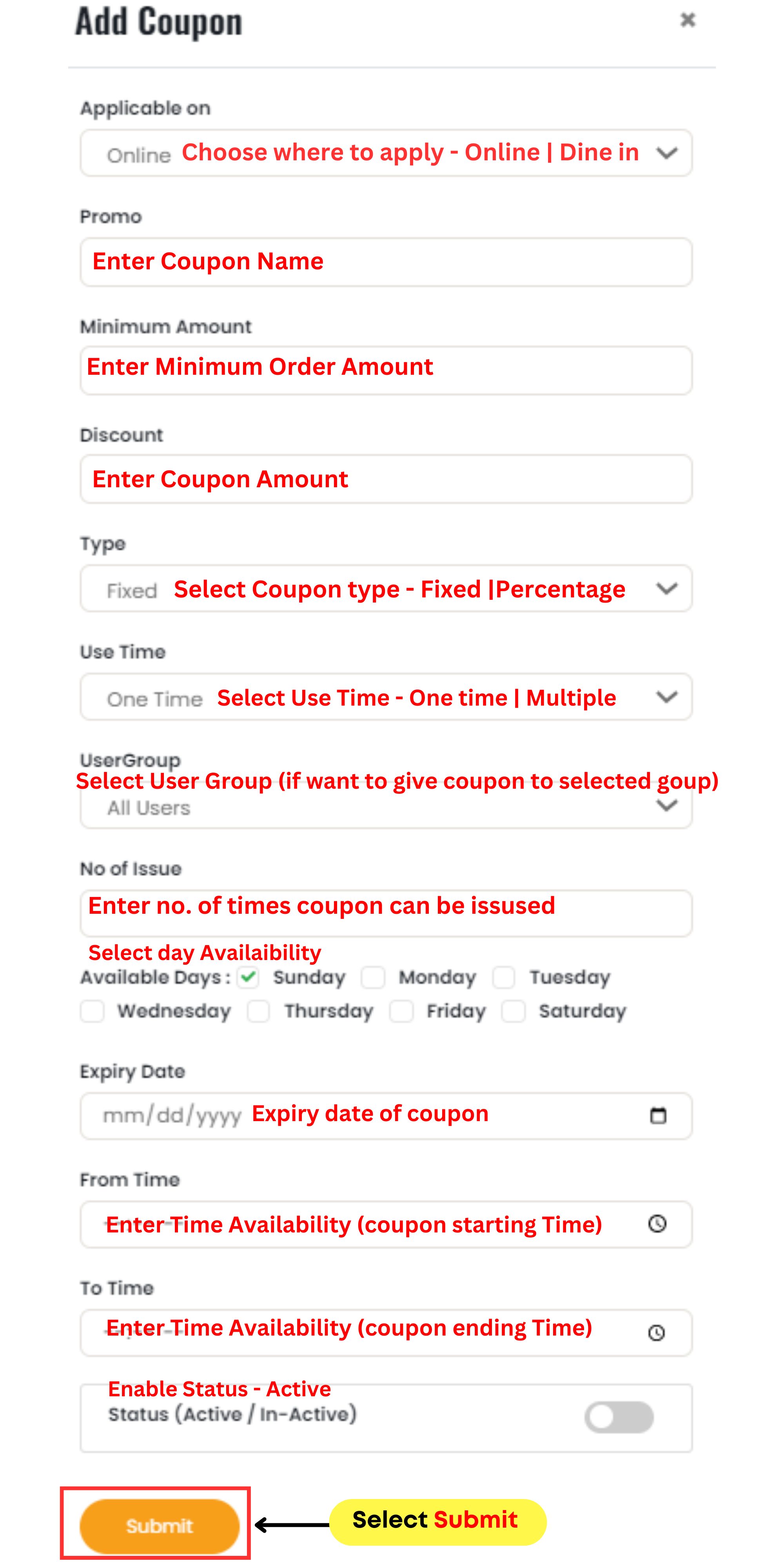 Adding Coupon