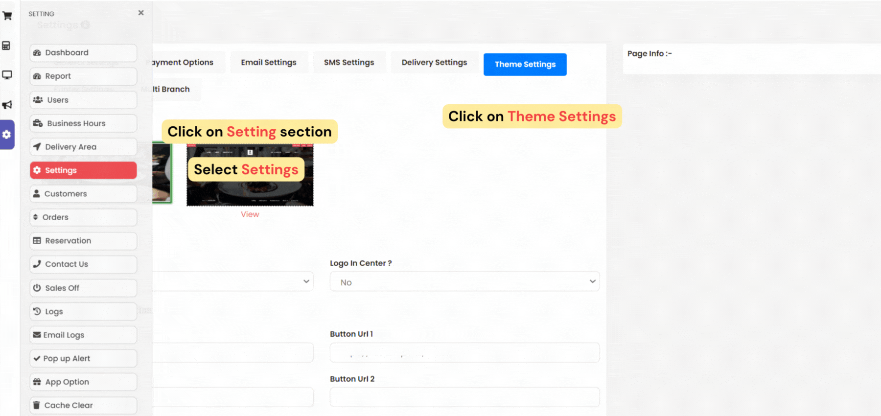 Theme settings