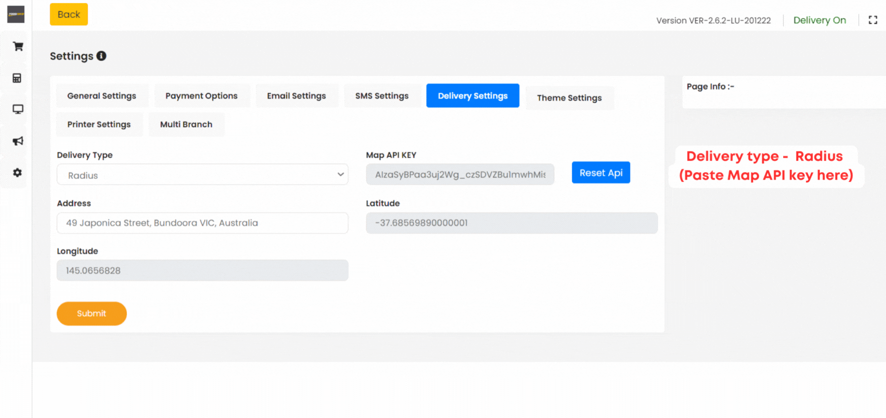 Radius Settings