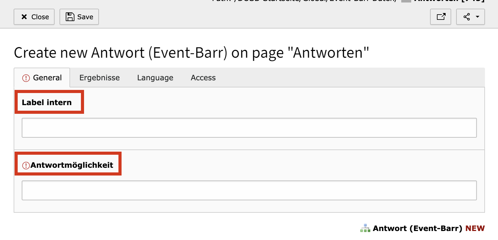 Eingabe einer Antwortmöglichkeit
