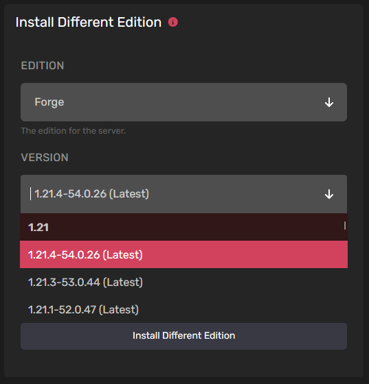 This example shows preloading the server using a build of Forge.