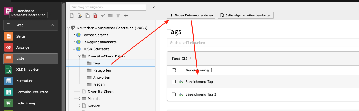 Tags anlegen