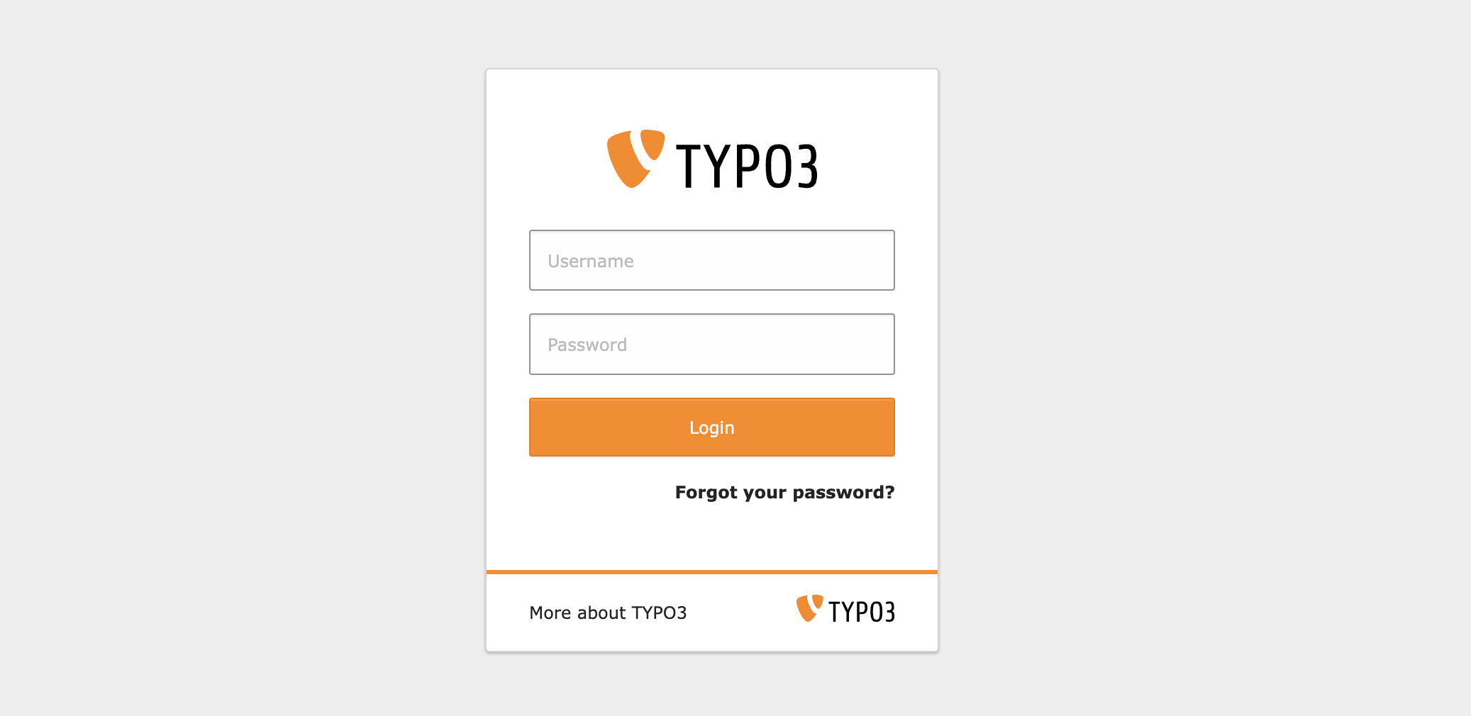 Der Login in TYPO3 sollte stets mit Ihren eigenen und sicheren Zugangsdaten erfolgen
